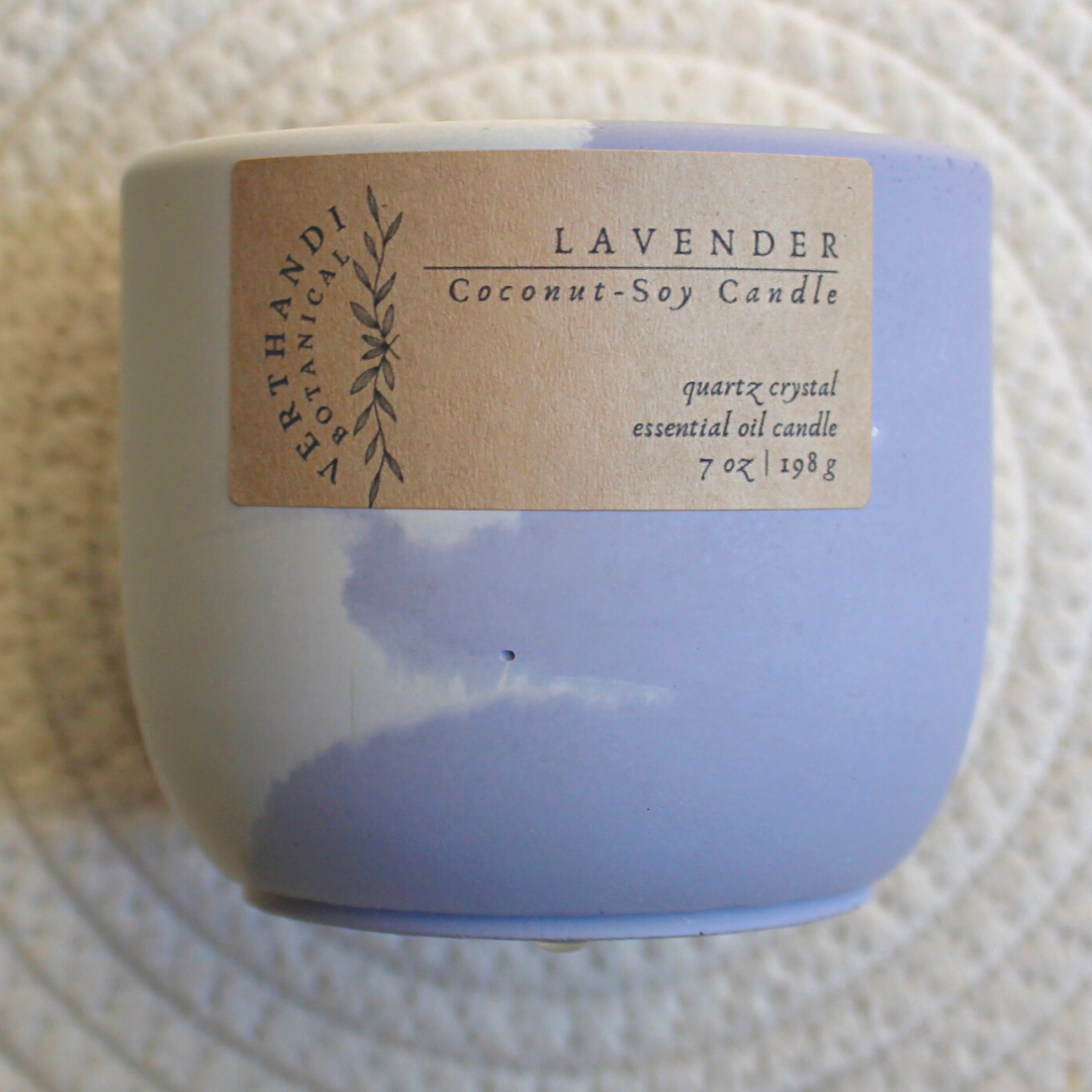 LAVENDER - CLEAR QUARTZ - ESSENTIAL OIL CANDLE